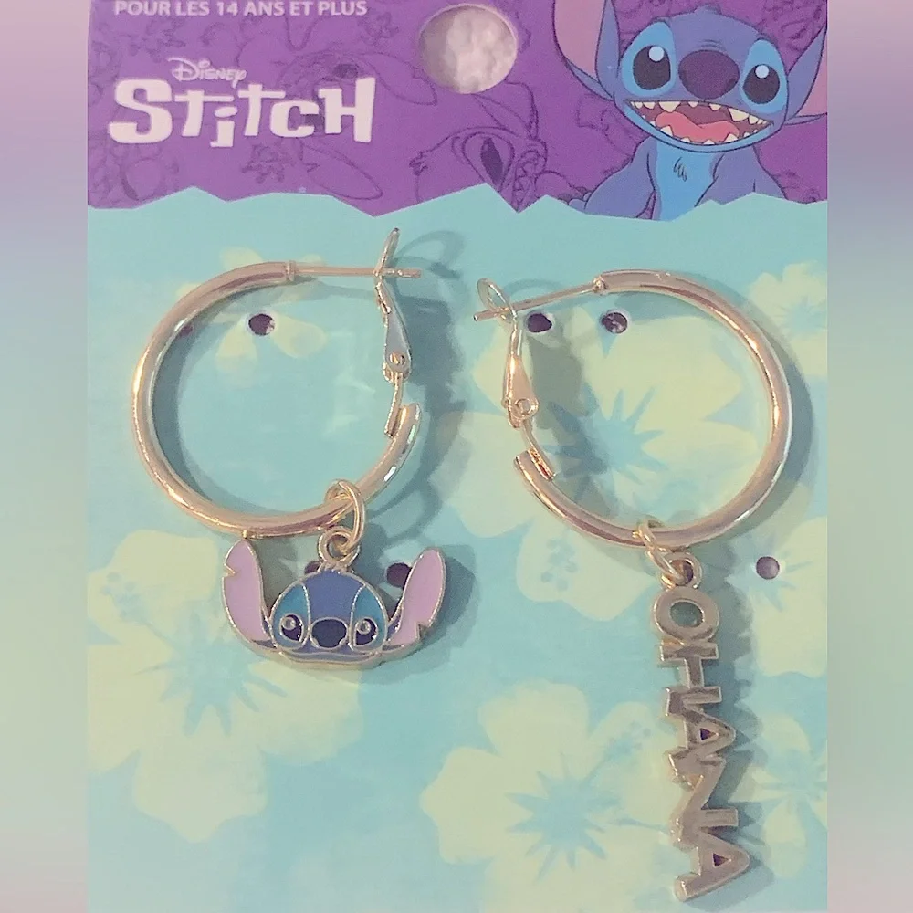 NEW DISNEY Stitch Gold Hoop Earrings medium Trending limited edition kids NWT